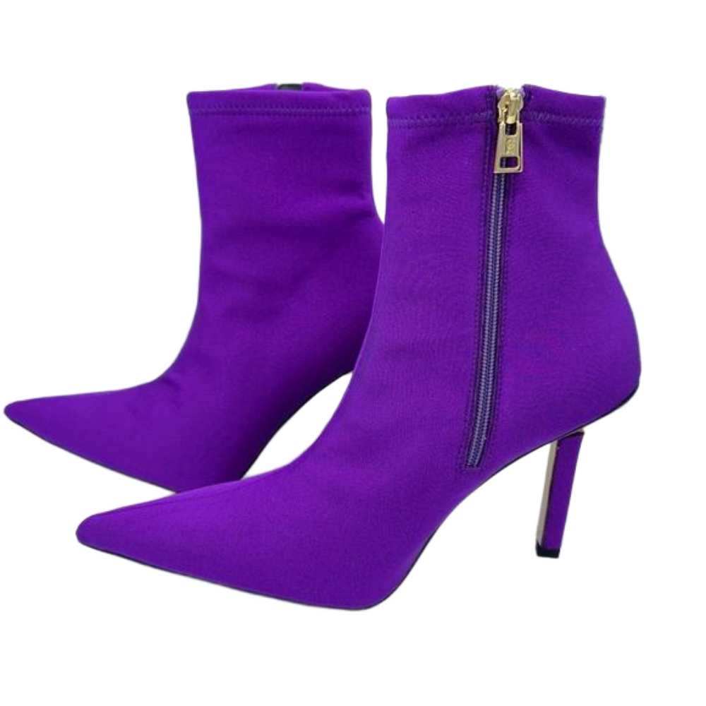 GOOD AMERICAN women’s size 11.5 purple neoprene pointed toe kickstand heel boots